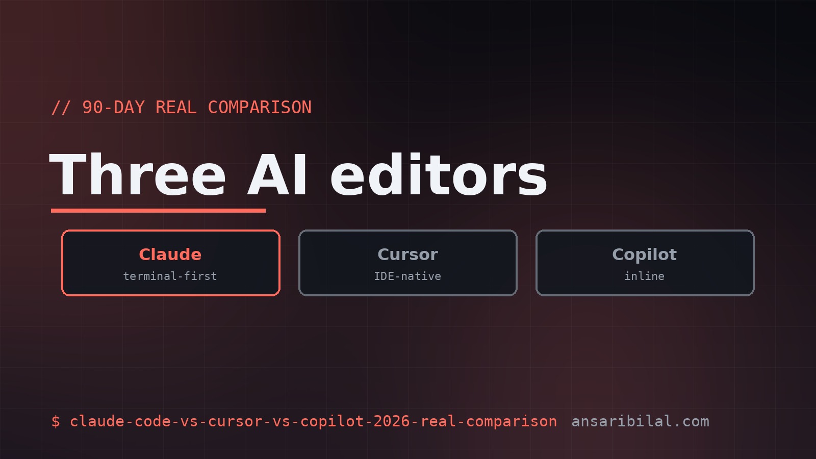 Claude Code vs Cursor vs Copilot — 90-day real comparison