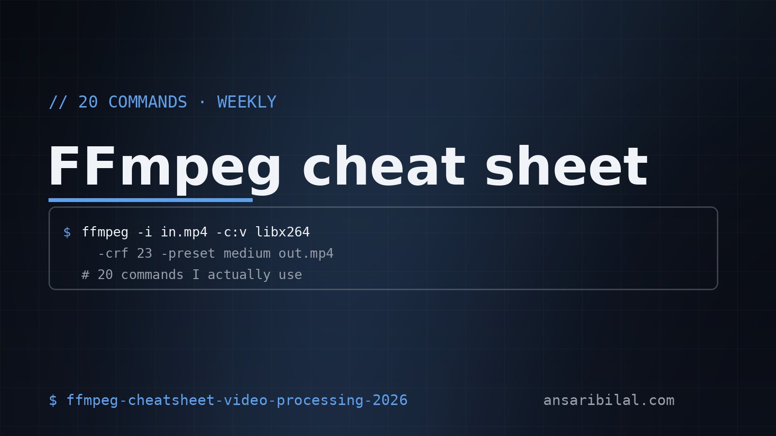 FFmpeg cheat sheet — 20 commands I use weekly