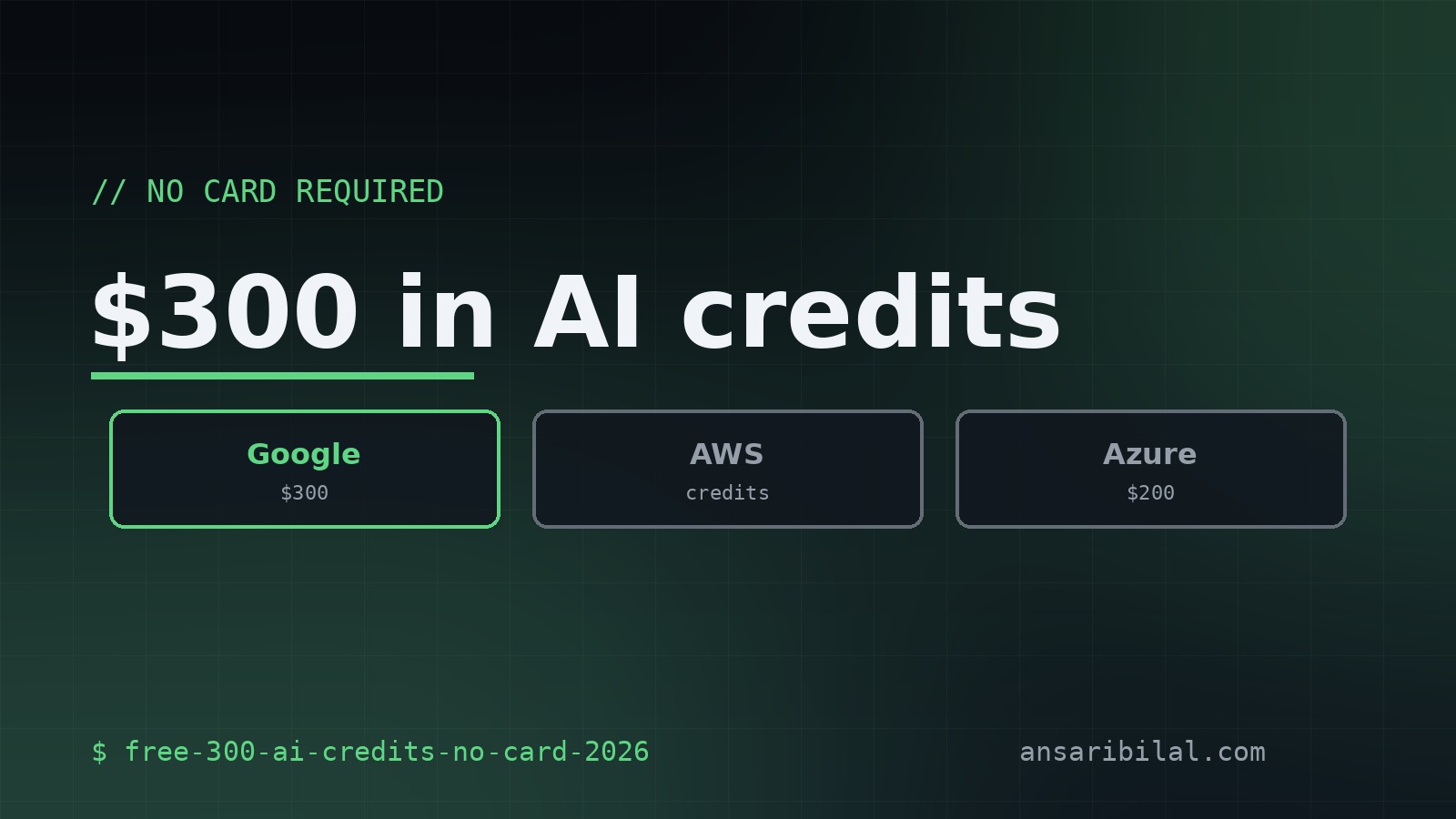 Free $300 AI credits — every provider, no card required