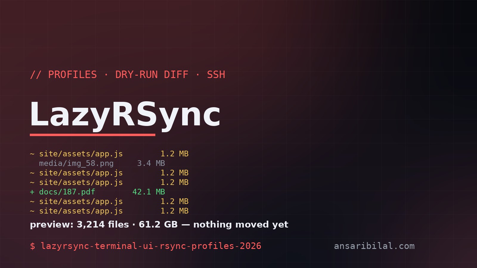 LazyRSync Makes rsync Usable (A Terminal UI With Real Diff Previews)