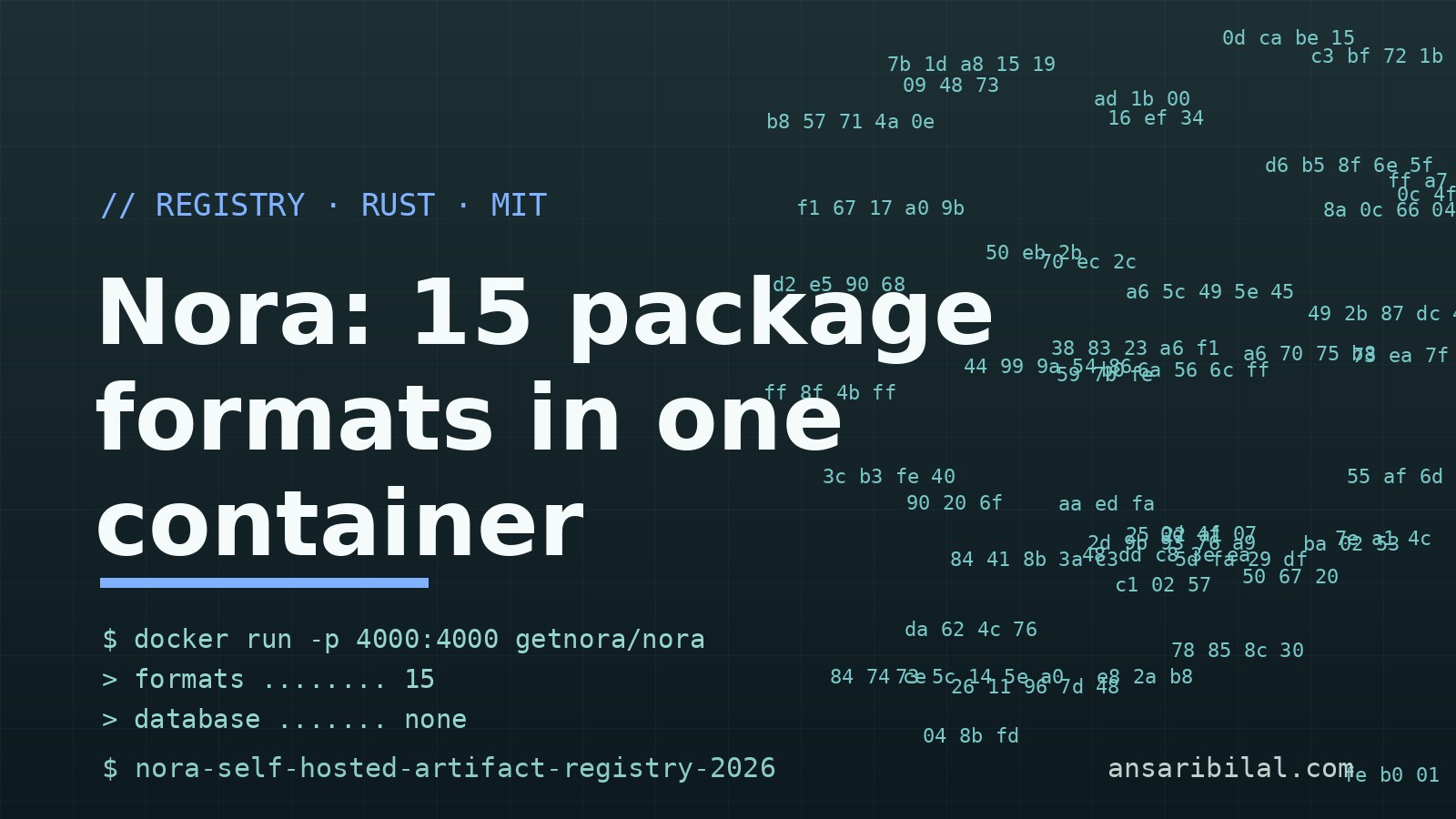 Nora Runs a 15-Format Artifact Registry in One Container
